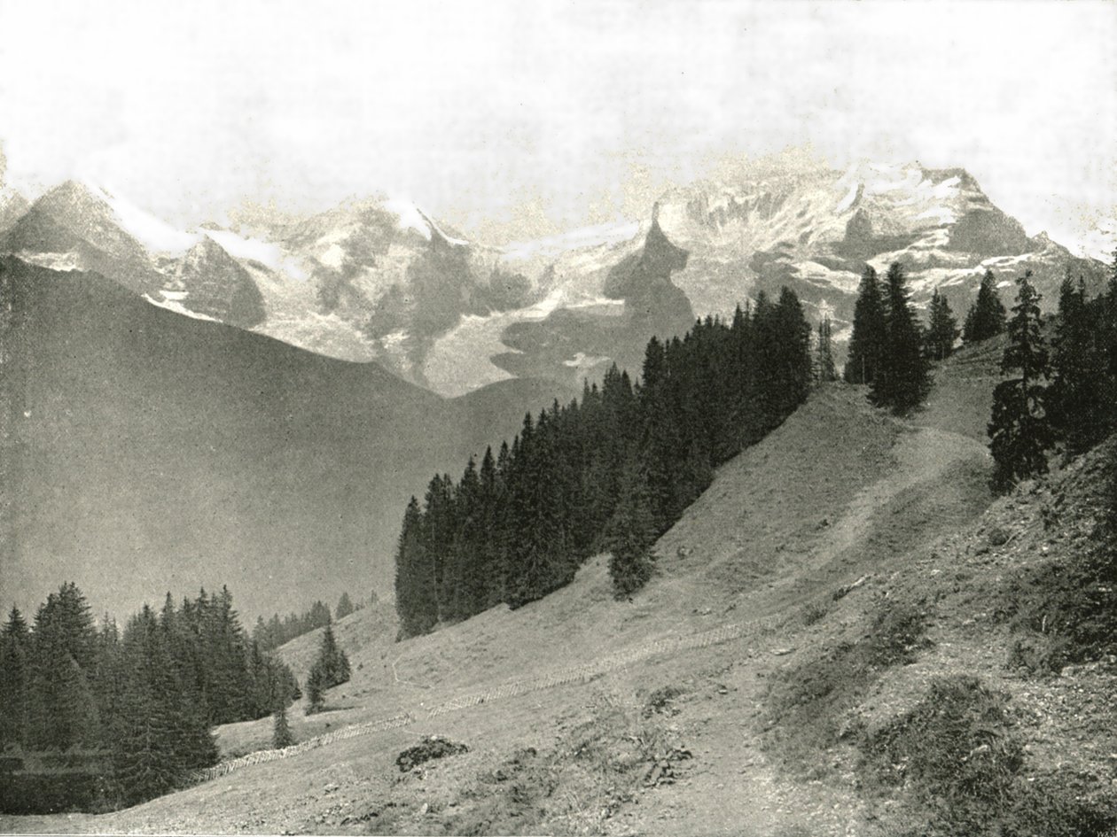 Jungfrau og hendes naboer, Schweiz, 1895. af Unbekannt
