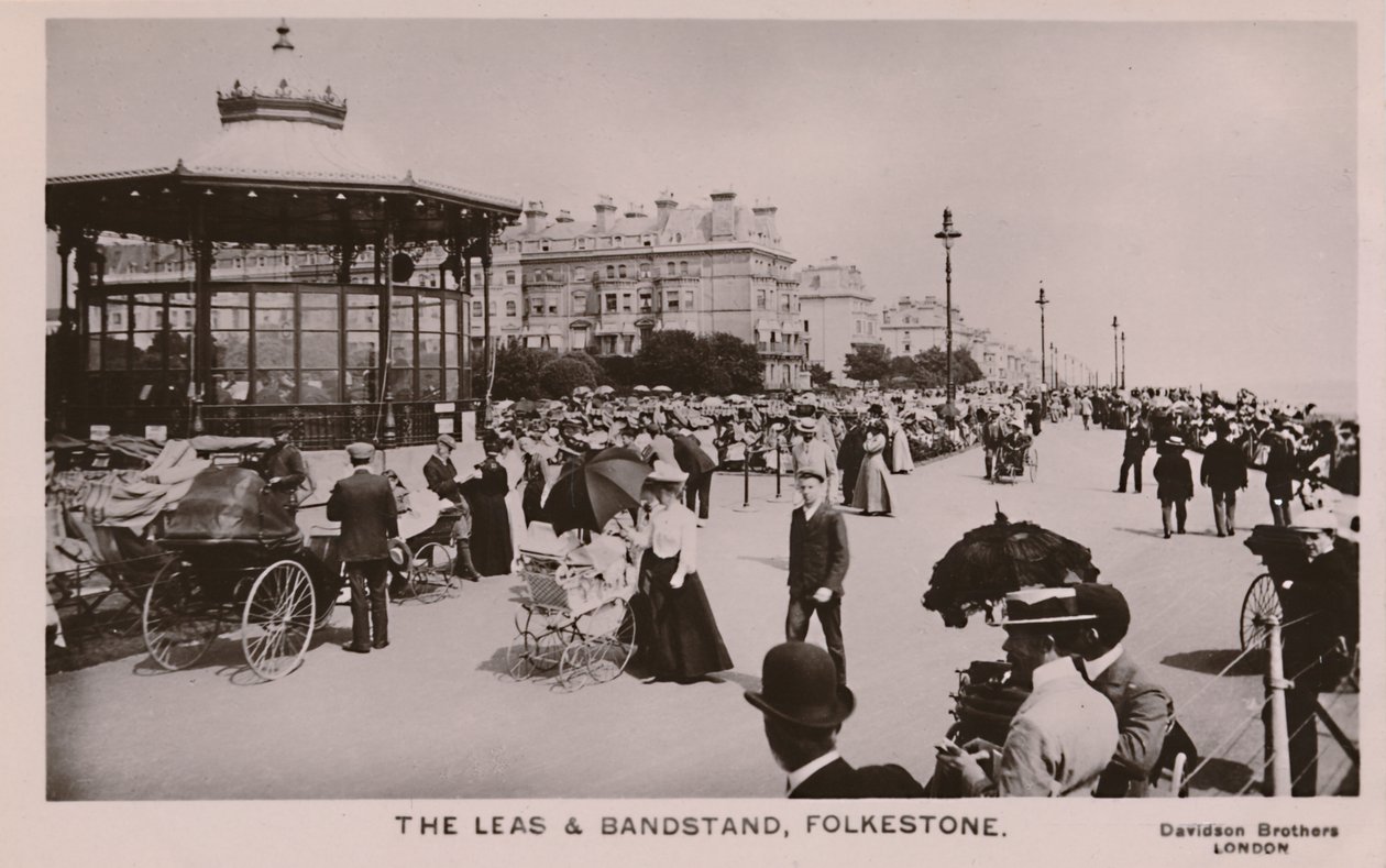 The Leas & Bandstand, Folkestone, slutningen af det 19.-begyndelsen af det 20. århundrede af Unbekannt