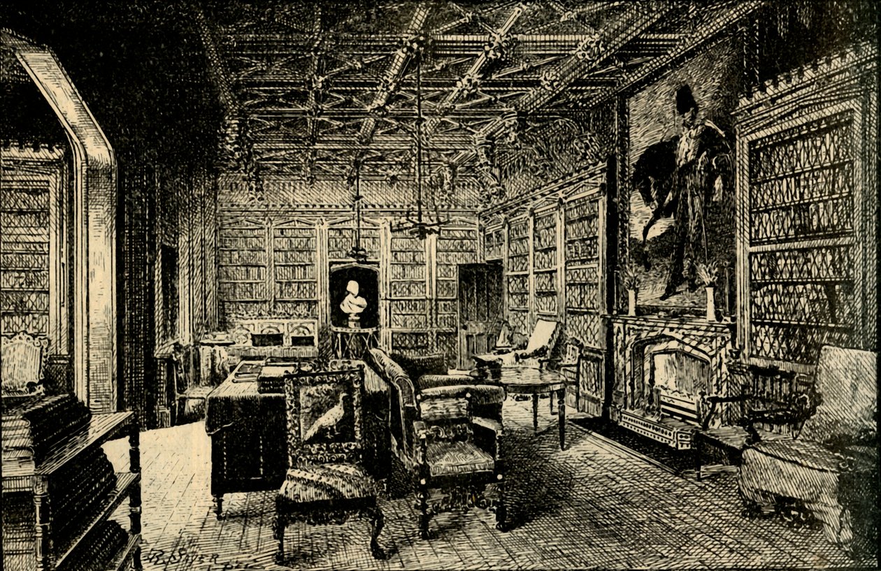 Biblioteket i Abbotsford, 1882. af Unbekannt