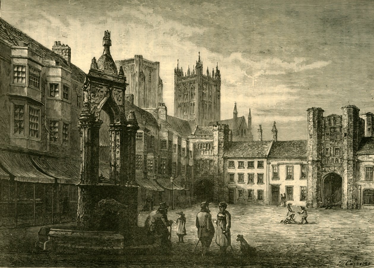 The Market-Place, Wells, 1898. af Unbekannt