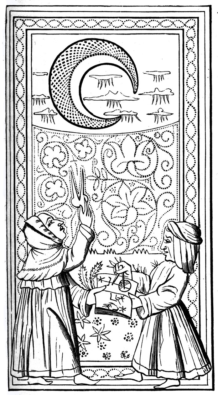 Månen, tarotkort, 14. århundrede, 1870 af Unbekannt