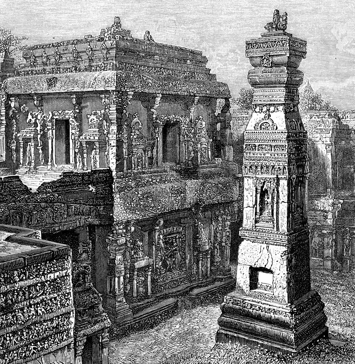 The Palace of Kailash, Ellora, Indien, 1895 af Unbekannt