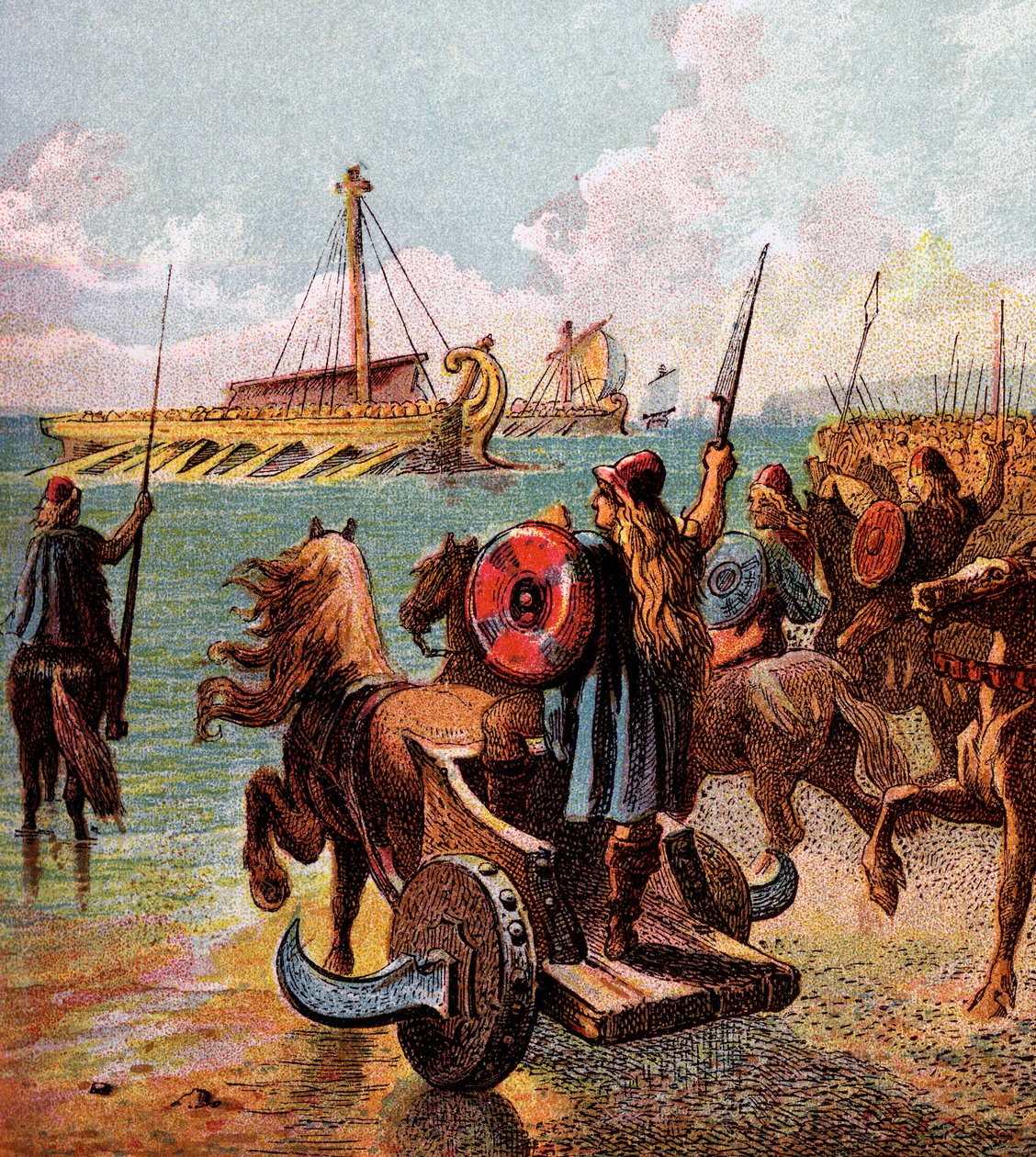 Romerne erobrer Storbritannien, c1850 af Unbekannt