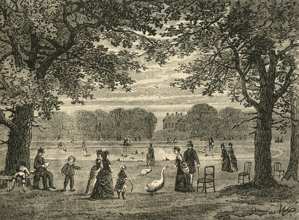 The Round Pond, Kensington Gardens, c1876. af Unbekannt