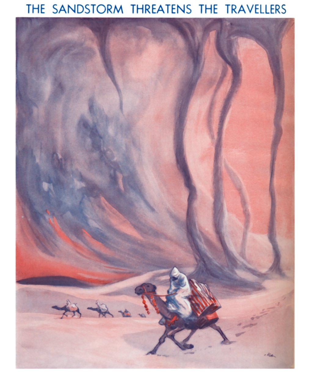 Sandstormen truer de rejsende, 1935 af Unbekannt