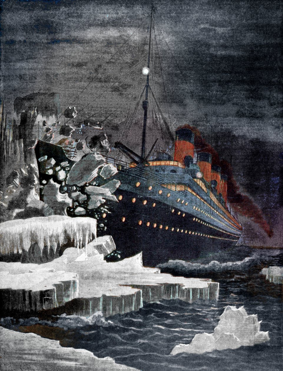 Titanic kolliderer med et isbjerg, 1912 af Unbekannt
