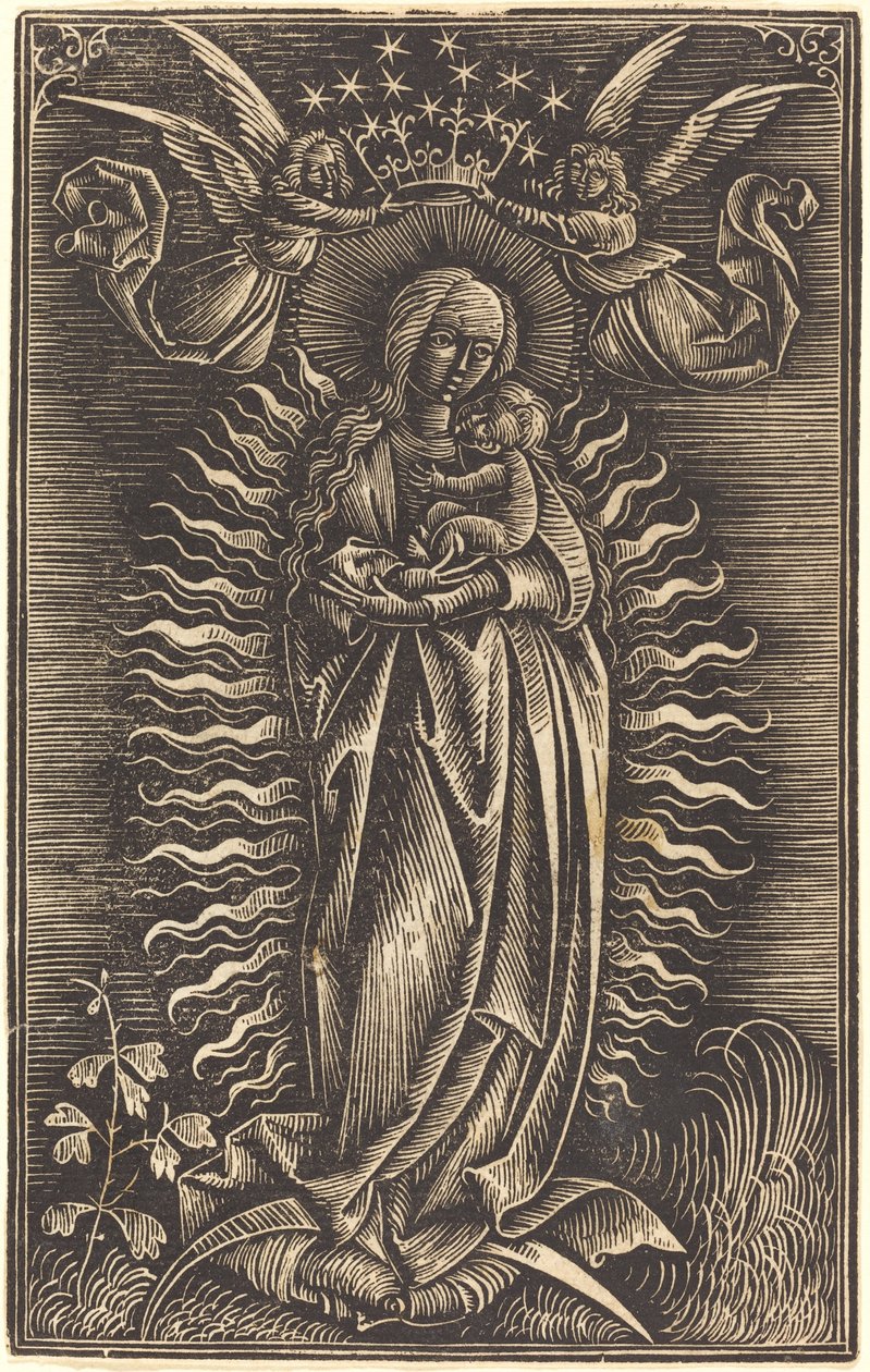 Jomfruen kronet af to engle, ca. 1500. af Unbekannt
