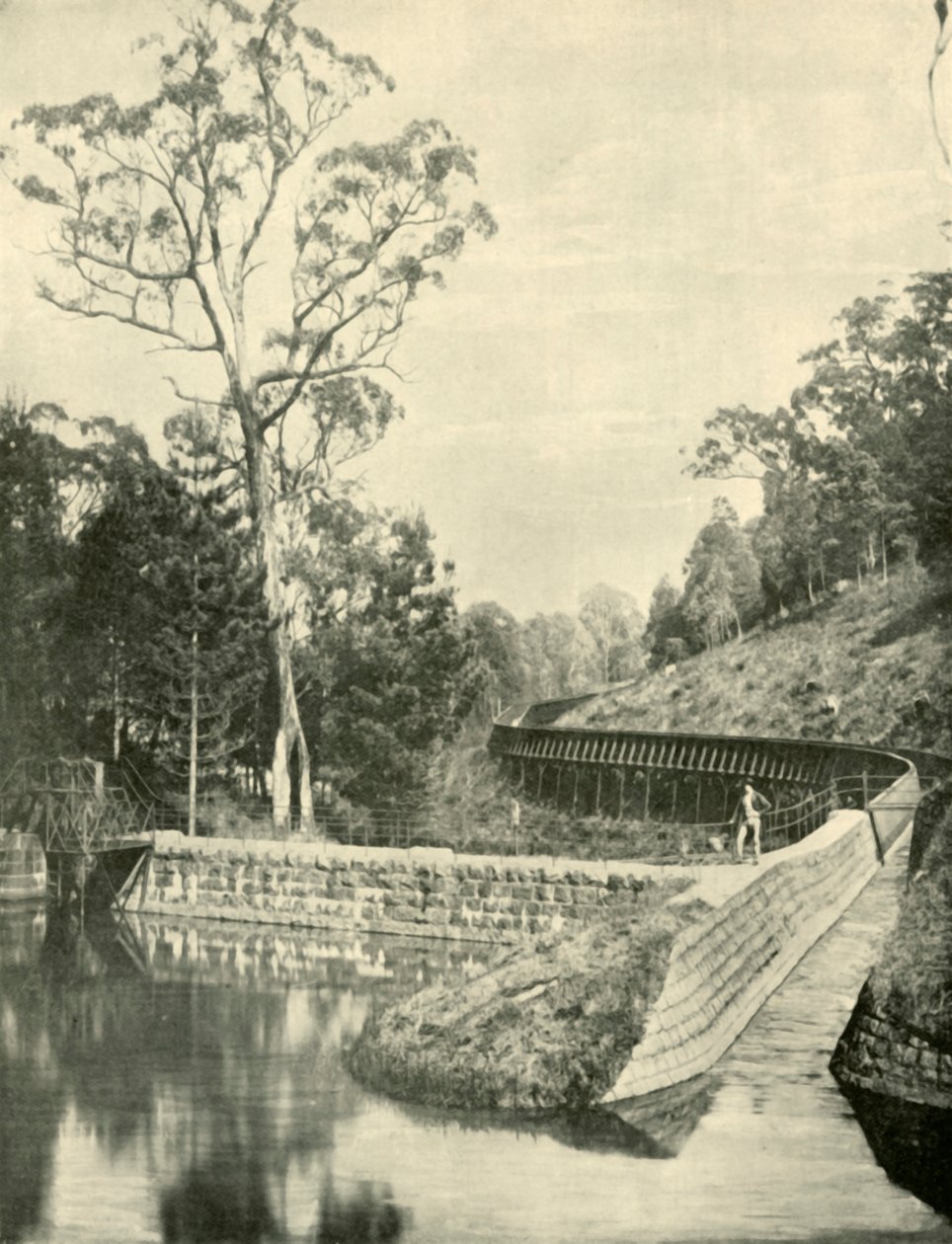 The Weir and Fluming, Kirks Reservoir, 1901. af Unbekannt
