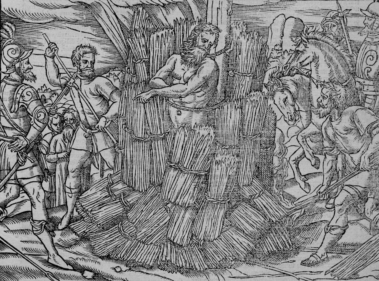 Afbrændingen af herre Hierome af Prage, c1563. af Unbekannt