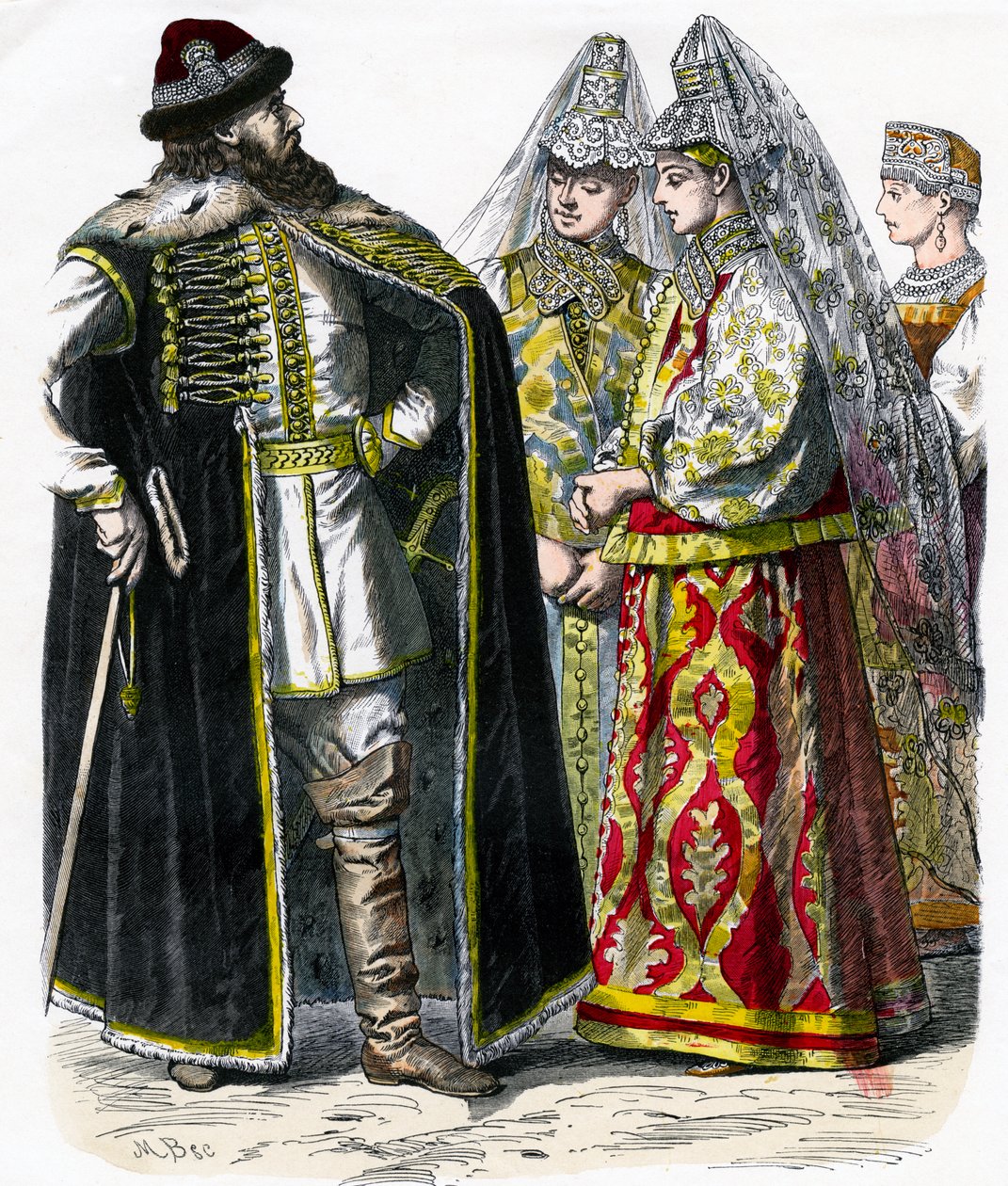 Traditionel russisk kostume, c1850 af Unbekannt
