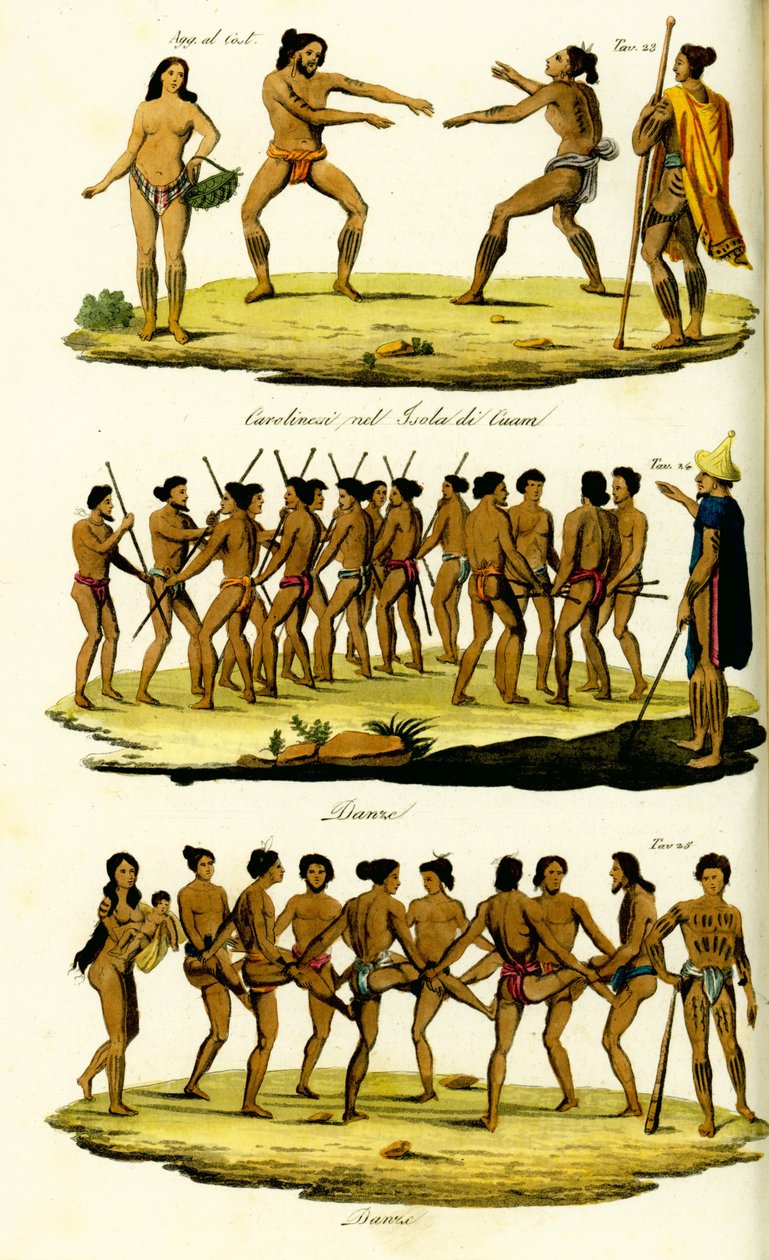 Traditionelle danse fra Caroline Islands, Mikronesien af Unbekannt