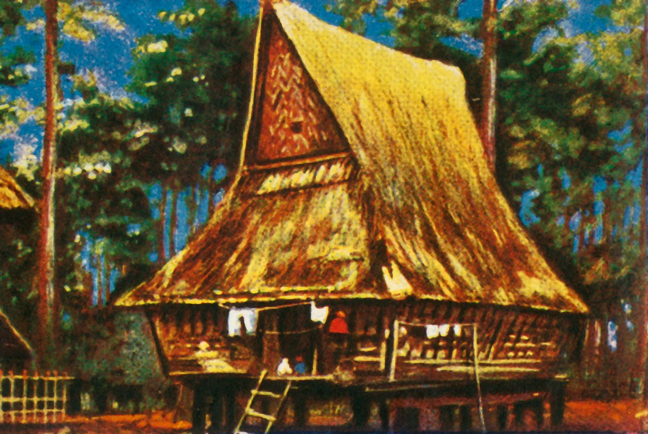 Traditionelt hus på pæle, Sumatra, c1928. af Unbekannt