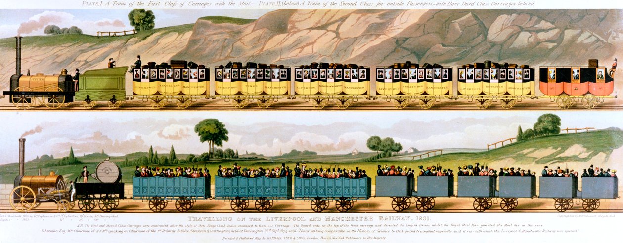 Rejser på Liverpool og Manchester Railway, 1831 af Unbekannt