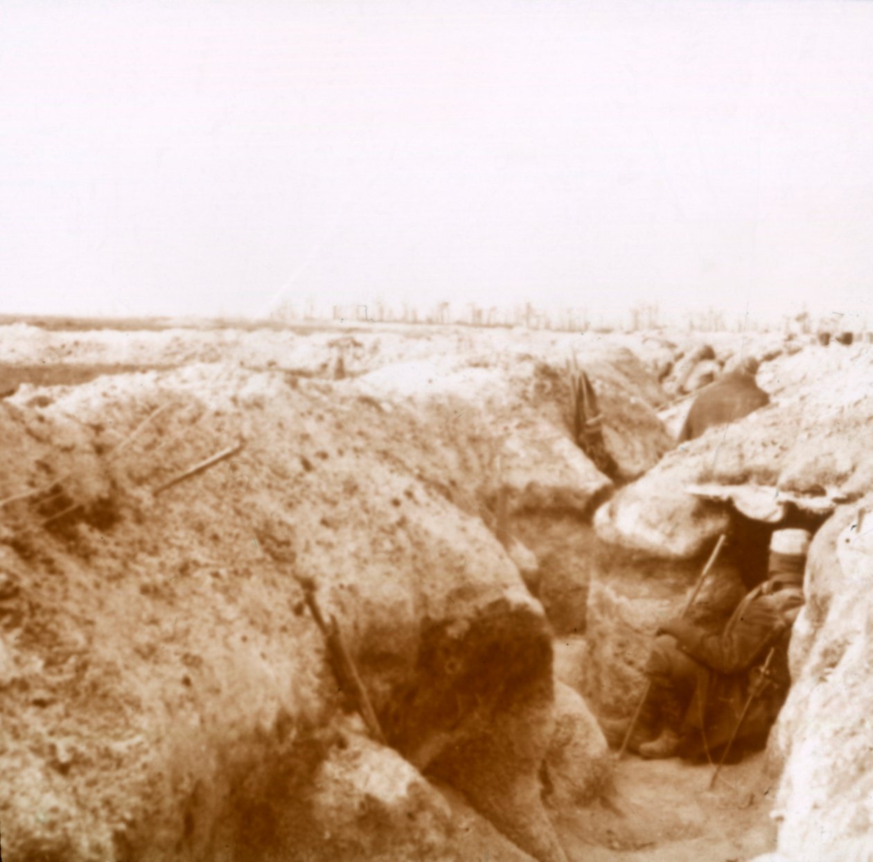 Skyttegrave, Champagne, Nordfrankrig, c1914-c1918 af Unbekannt
