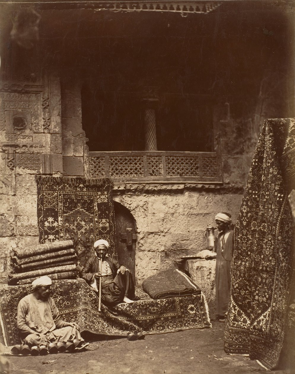 Tyrkisk tæppebasar, Cairo, ca. 1880. af Unbekannt