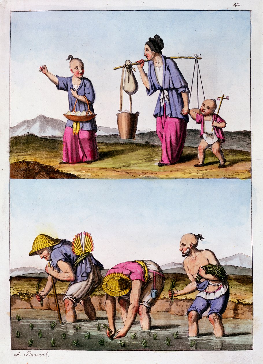 To kinesiske scener, c1830 af Unbekannt