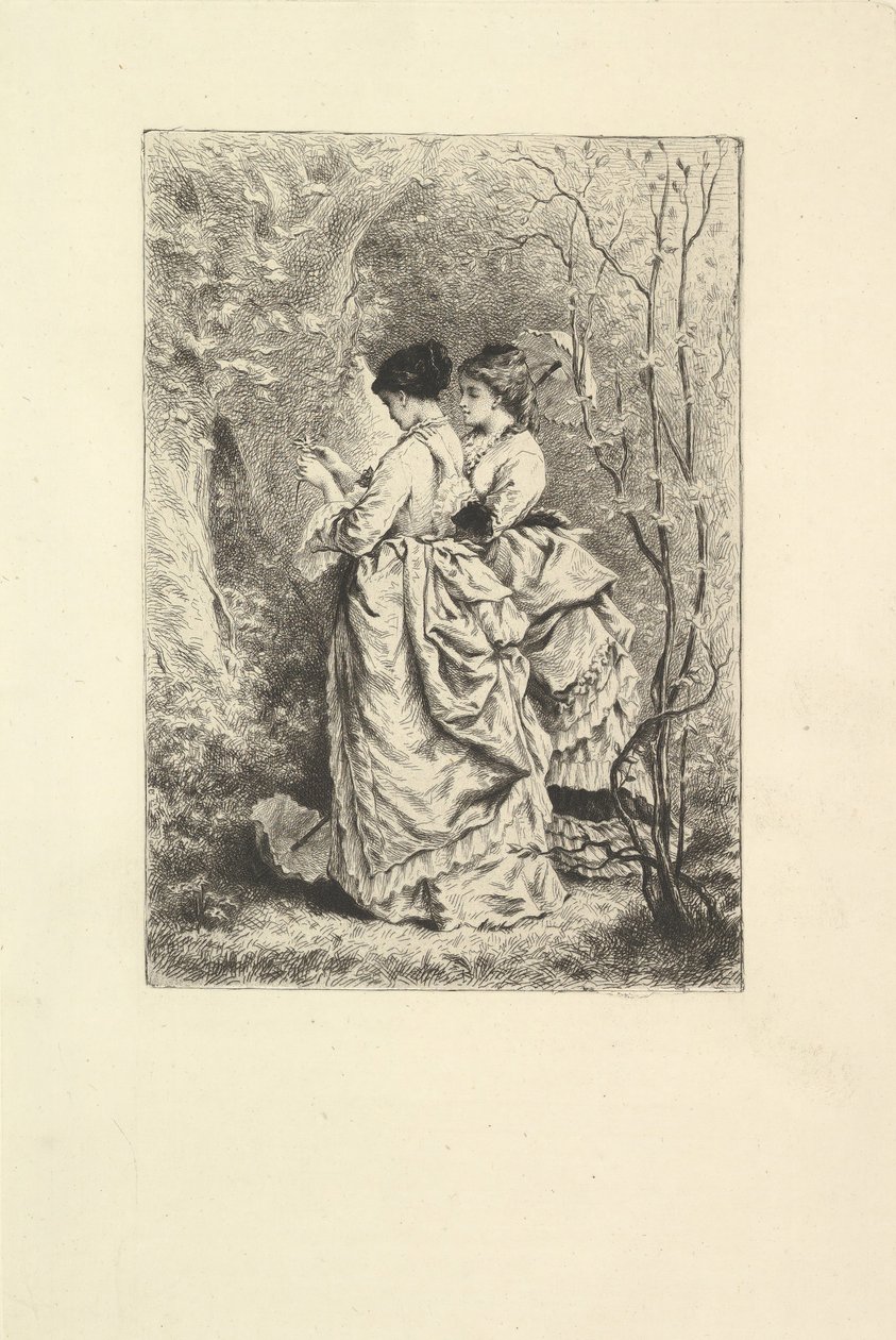 To unge damer i en have, 1873-74. af Unbekannt