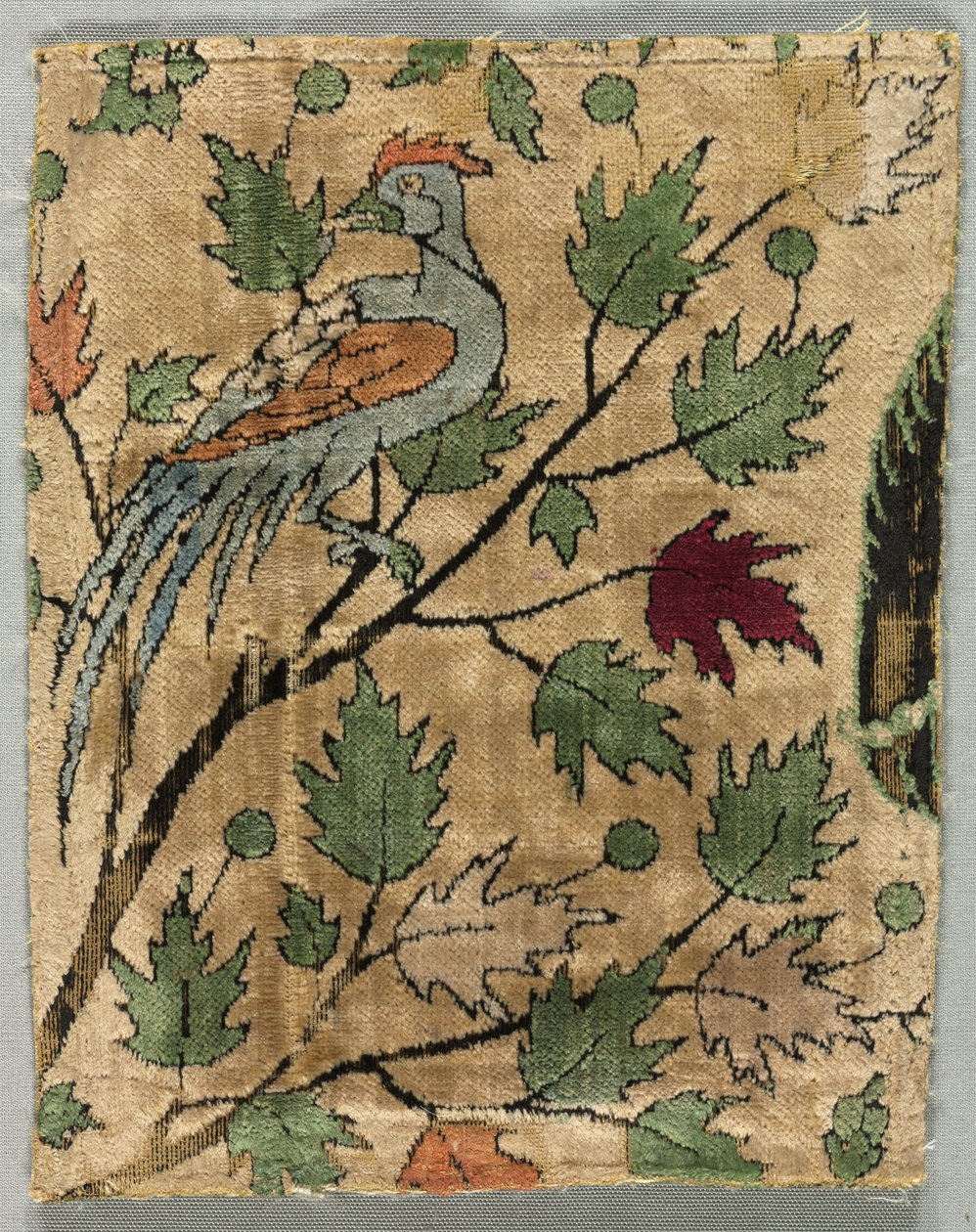 Fløjlsfragment, Khusrau ser Shirin badning, 1550-99. af Unbekannt