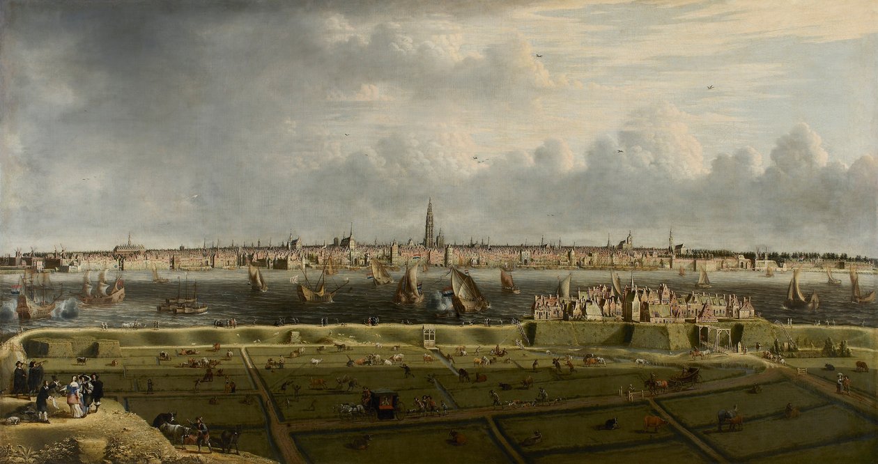 Udsigt over Antwerpen fra det flamske hoved, 1658. af Unbekannt
