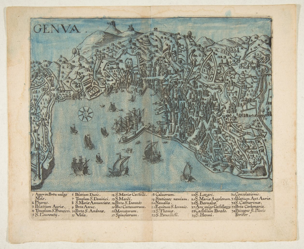 Udsigt over Genova, 1604. af Unbekannt