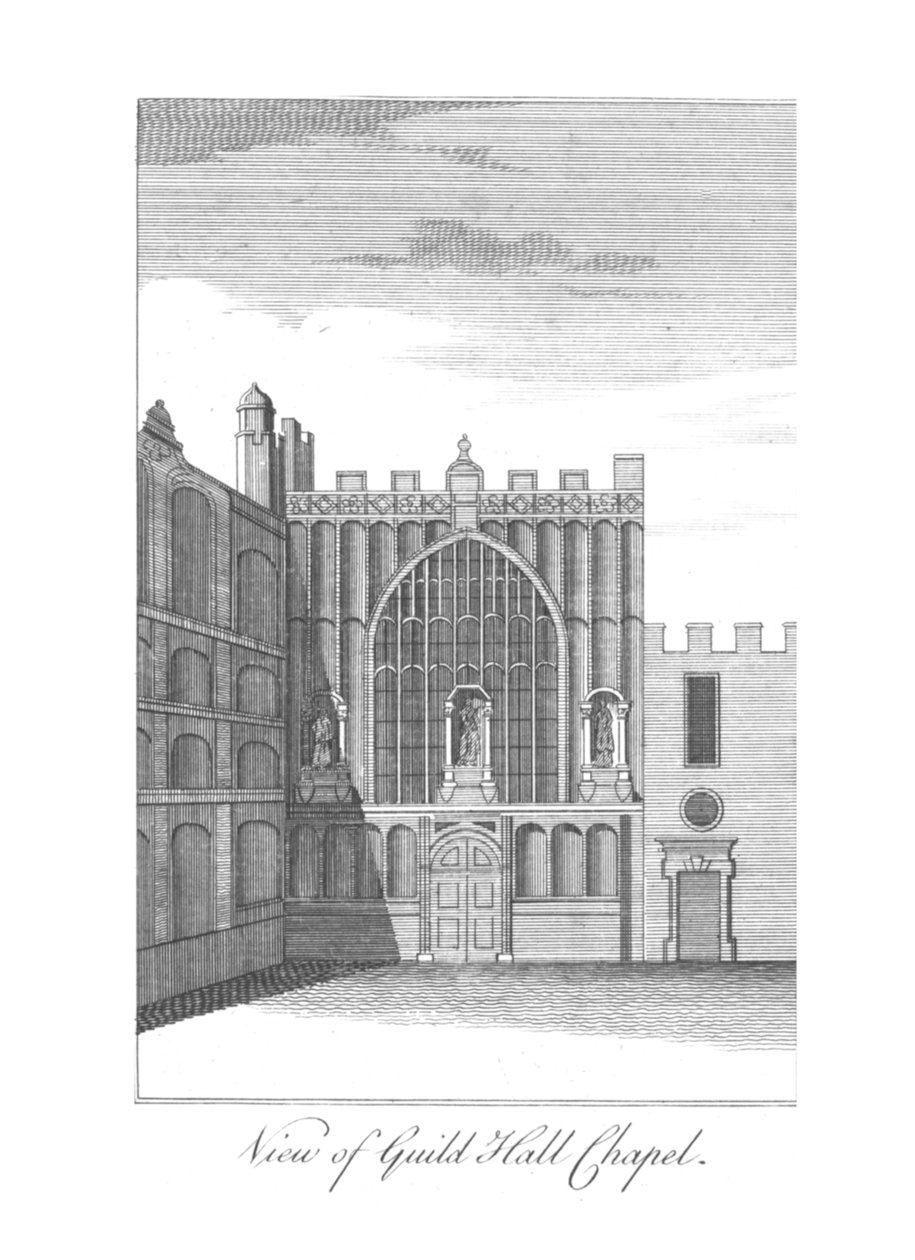 Udsigt over Guild Hall Chapel., c1775 af Unbekannt