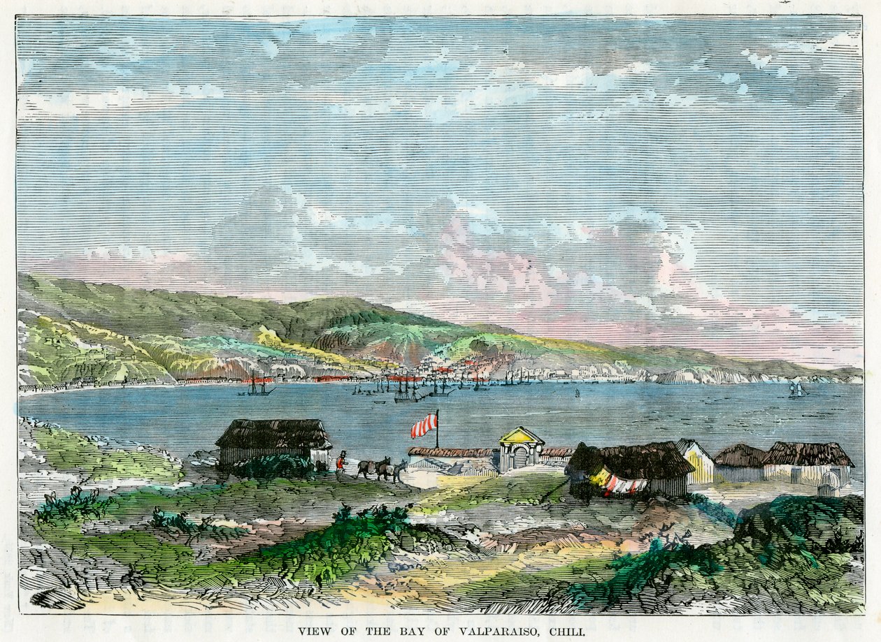 Udsigt over bugten Valparaiso, Chili, c1880 af Unbekannt