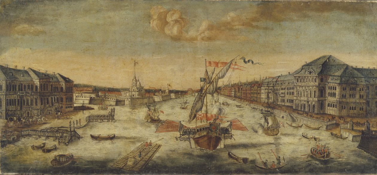 Udsigt over Neva-flodens bredder, 1753 af Unbekannt