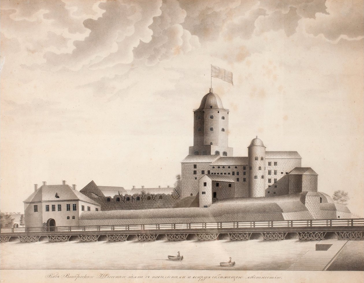 Udsigt over Vyborg Slot, ca. 1840 af Unbekannt