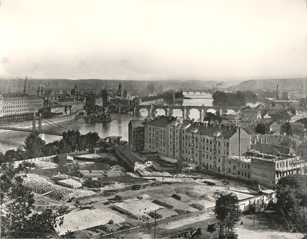 Udsigt over byen Prag, Tjekkoslovakiet, 1895. af Unbekannt