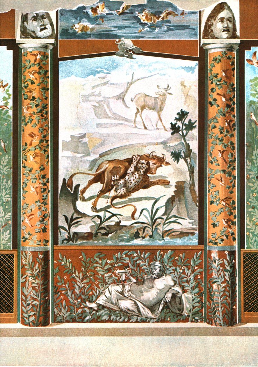 Vægdekoration, Pompeji, Italien, 1928. af Unbekannt