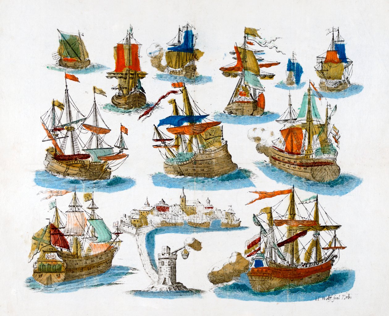 Krigsskibe, 1700-tallet af Unbekannt