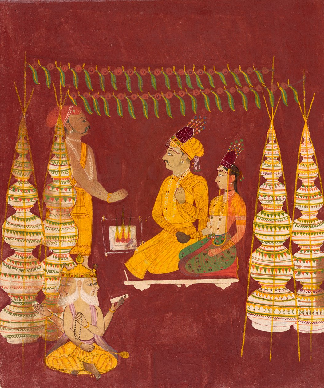 Bryllupsceremoni med Brahma til stede, ca. 1680. af Unbekannt
