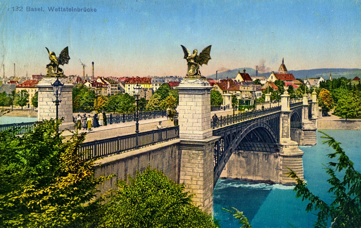 Wettstein Bridge, Basel, Schweiz, c1936 af Unbekannt