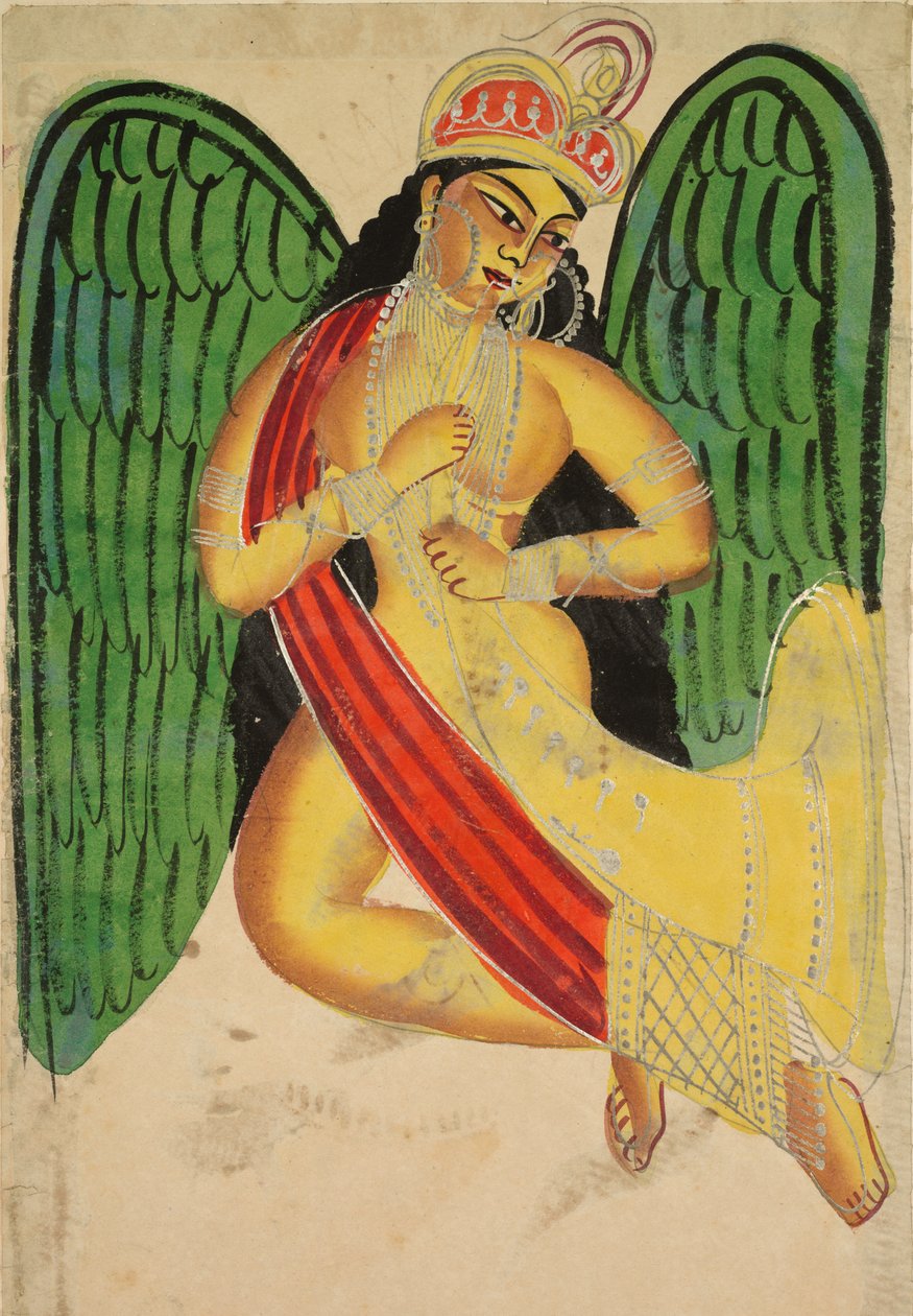 Bevinget Apsara med et horn, 1800-tallet. af Unbekannt