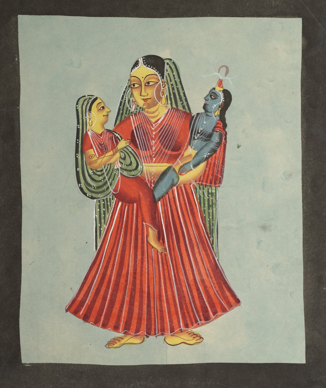 Yasoda Holding Krishna og Radha, 1800-tallet. af Unbekannt