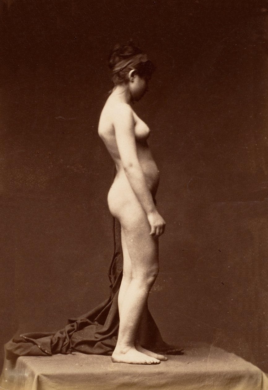 [Ung kvinde, nøgen, fuld figur i profil], 1860