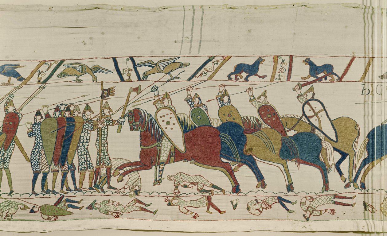 Den engelske skjoldmur angribes og kamp sluttes, Bayeux Tapestry af Unbekannt Unbekannt