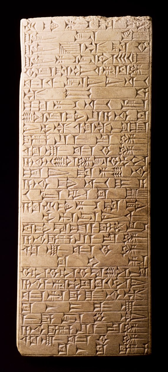 00358 Tavle med inskription vedrørende udgravningen af en kanal af kong Hammurabi af Babylon, Mesopotamien, 1700-tallet f.Kr. af Unbekannt Unbekannt