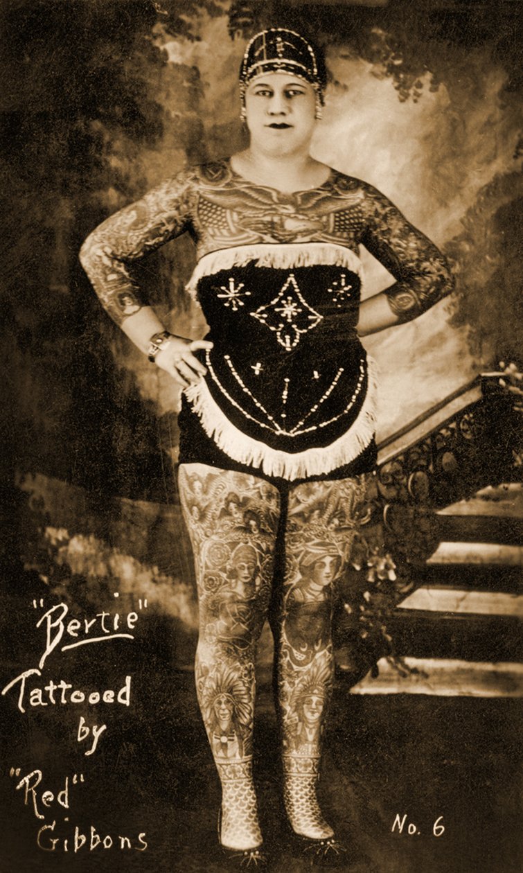Bertie The Tatooed Lady, tatoveret af Charles "Red" Gibbons, ca. 1920 af Unbekannt Unbekannt