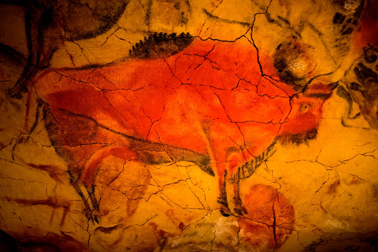 Bisonmaleri i Altamira-hulerne, Øvre Paleolithic museum, Santander, Cantabria, Spanien af Unbekannt Unbekannt