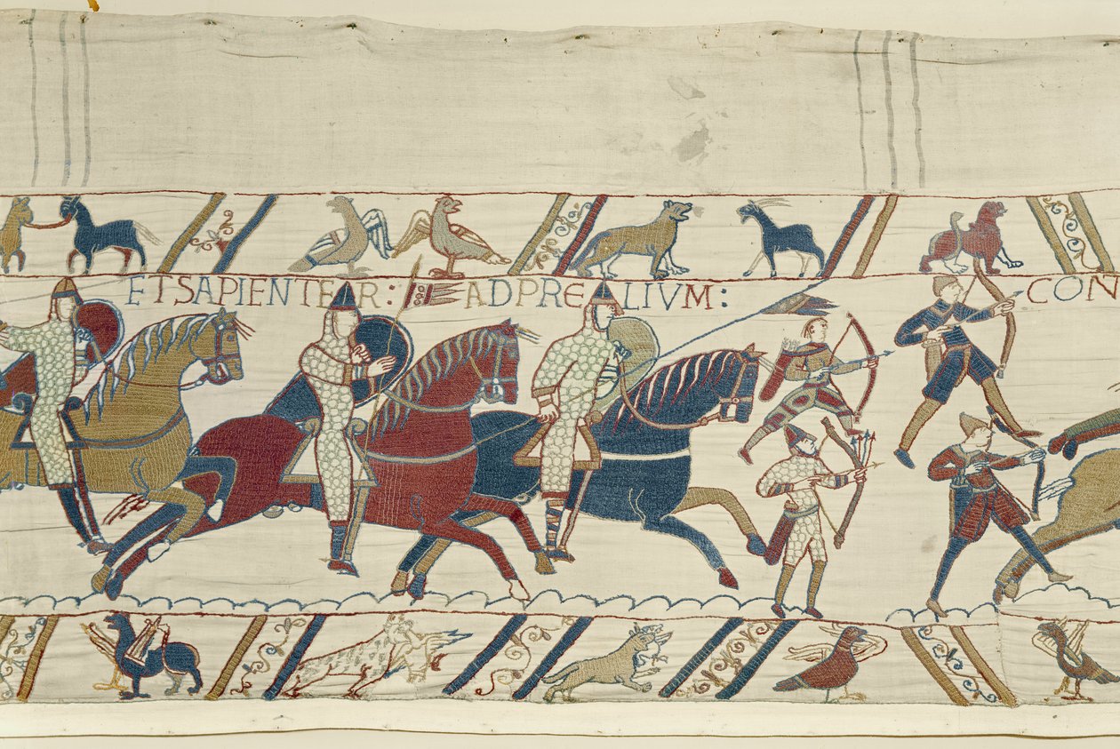 Hertug William formaner sine tropper til at forberede sig mandigt og forsigtigt til kampen mod den engelske hær, Bayeux Tapestry af Unbekannt Unbekannt