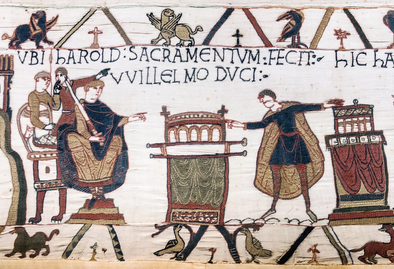 Harold sværger en hellig ed til William i Bayeux, Bayeux Tapestry af Unbekannt Unbekannt
