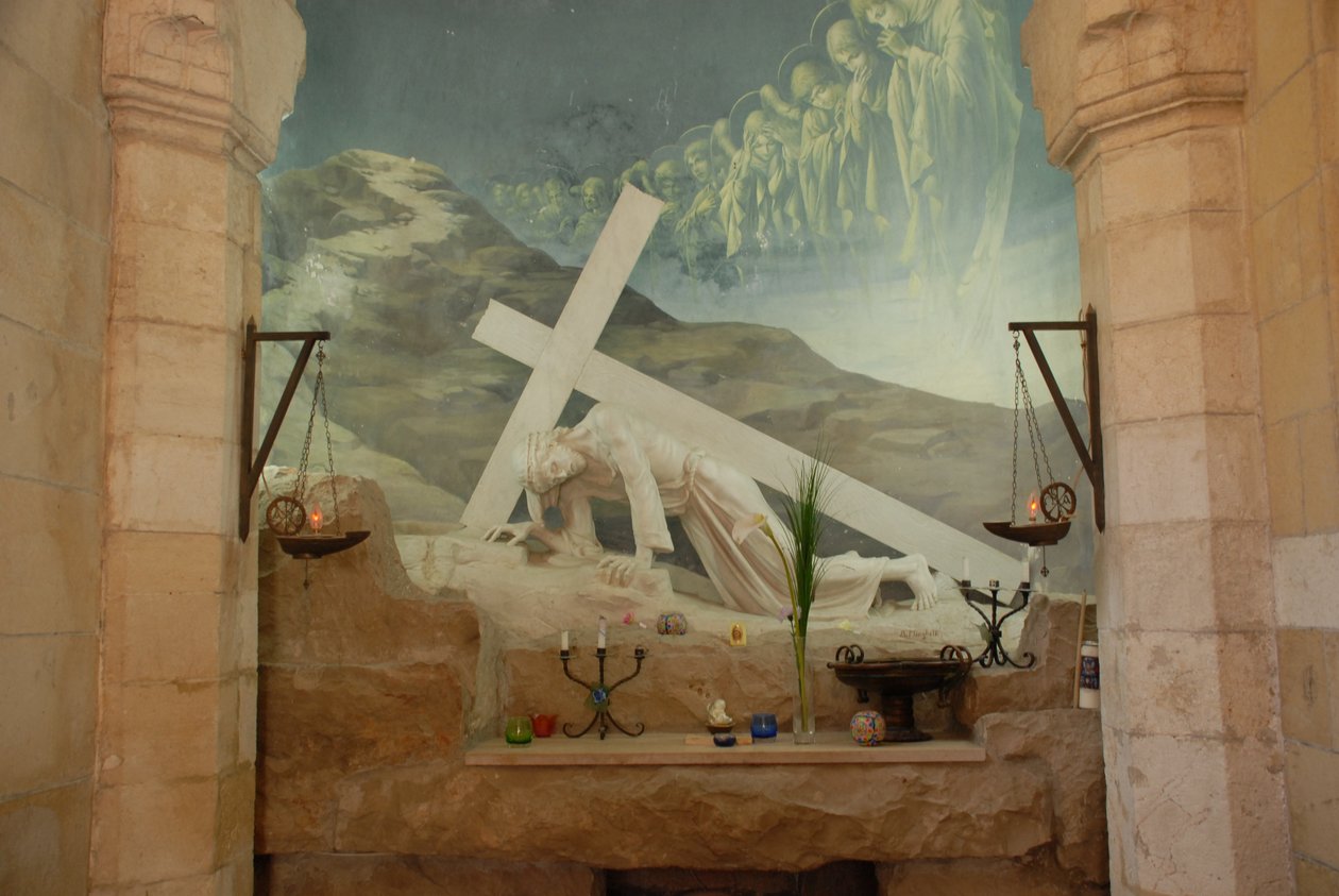 Maleri, Kristus med kors, Via Dolorosa, Jerusalem, Israel af Unbekannt Unbekannt