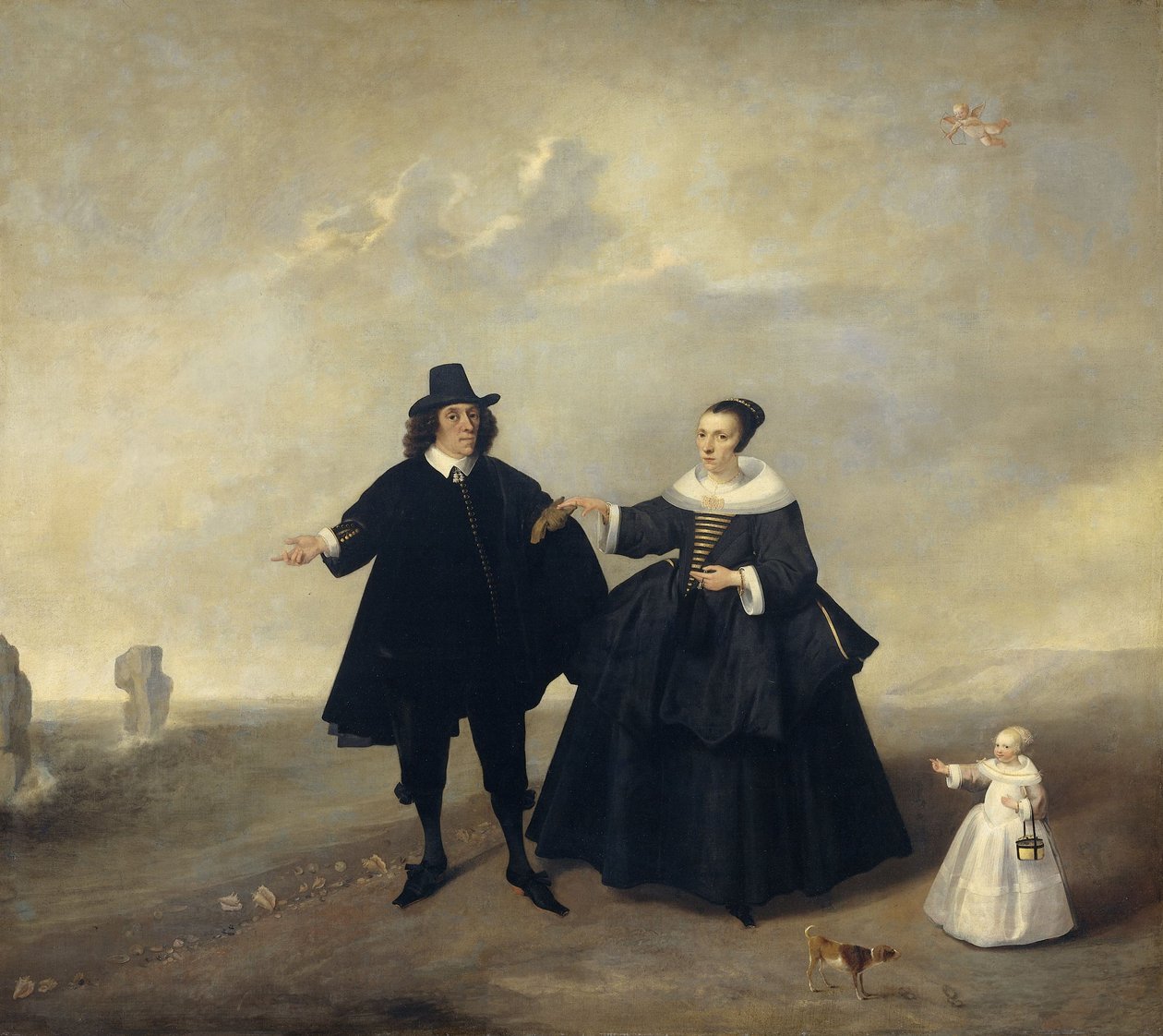 Portræt af et ægtepar med barn, medlemmer af Beresteyn-familien, ca. 1655 af Unbekannt Unbekannt