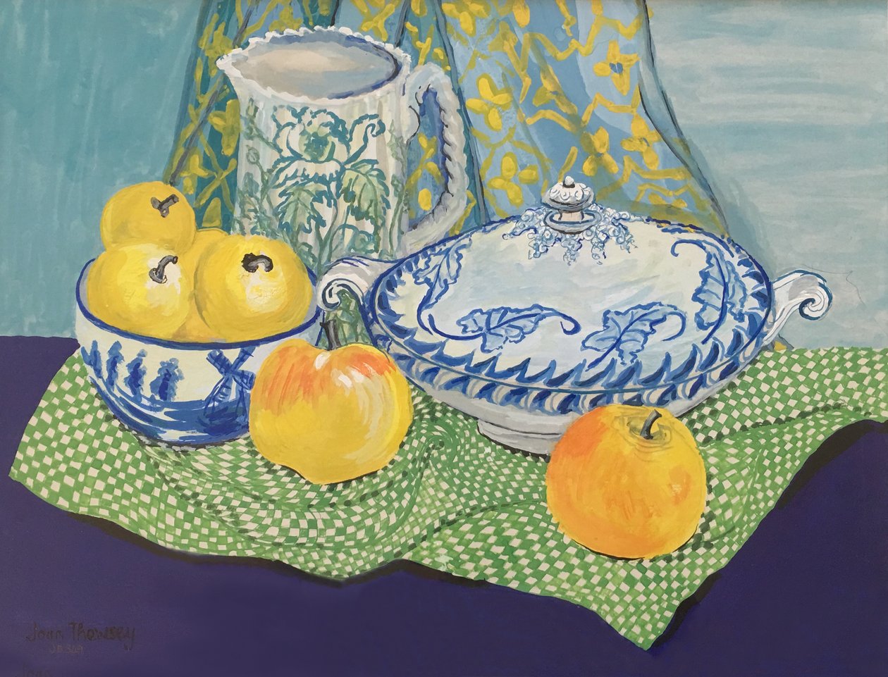 Stilleben med Tureen og æbler, 1999, af Unbekannt Unbekannt