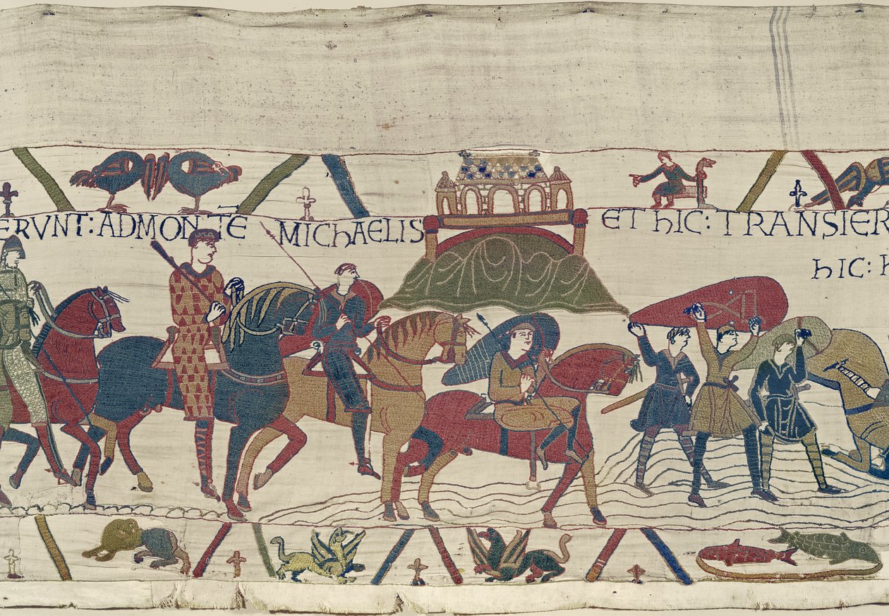 William fører sin hær til Bretagne, hvor de bliver hængende i kviksand, Bayeux Tapestry af Unbekannt Unbekannt