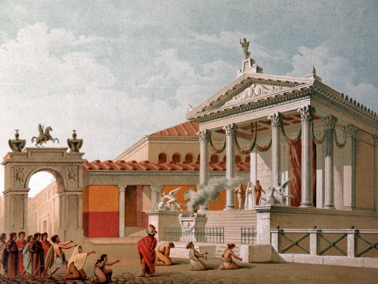 Et tempel i Pompeji af Unbekannter Künstler