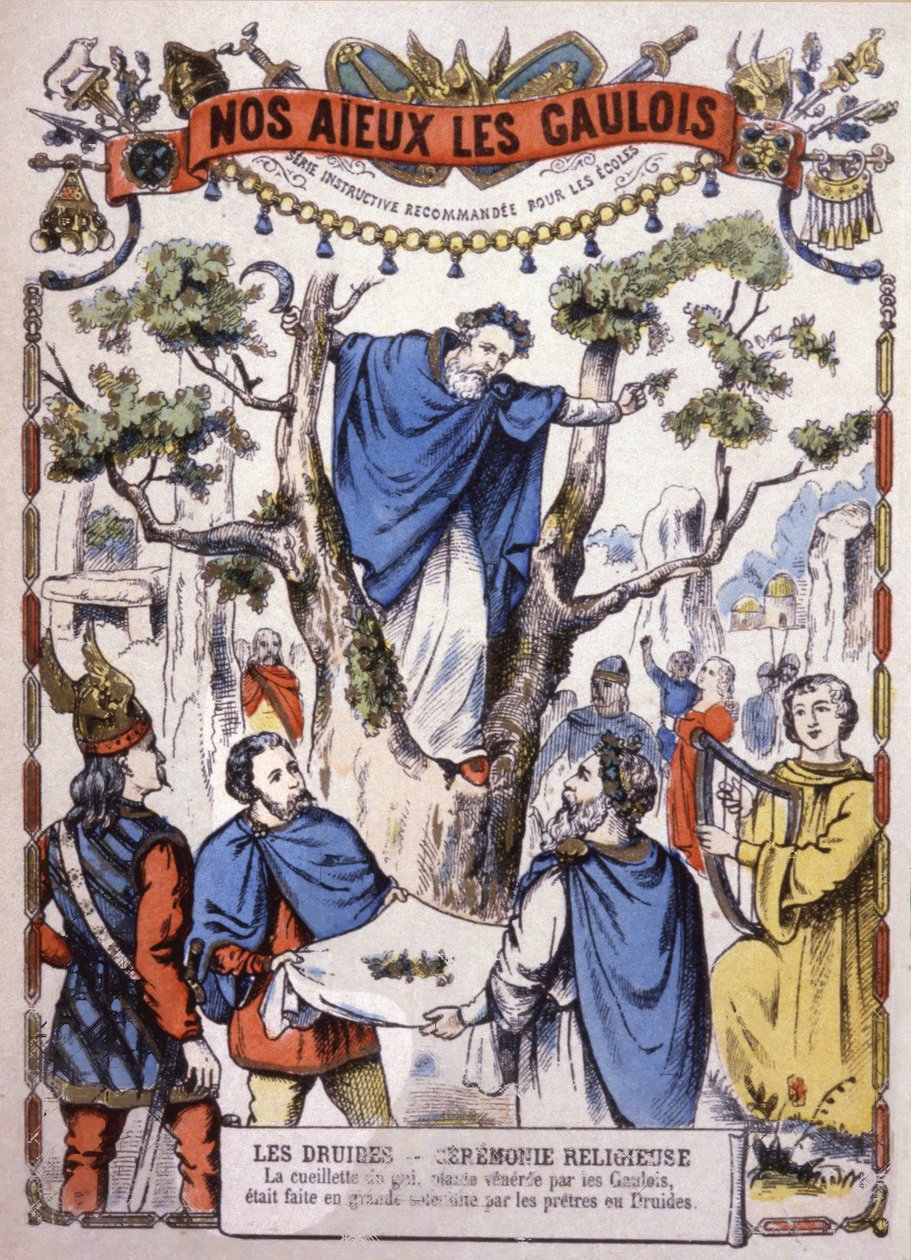 Druider plukker mistelten, ca. 1900 (illustration) af Unbekannter Künstler