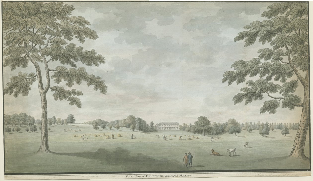 Fisherwick Hall: vandfarvemaleri, nd [1786] af Unbekannt