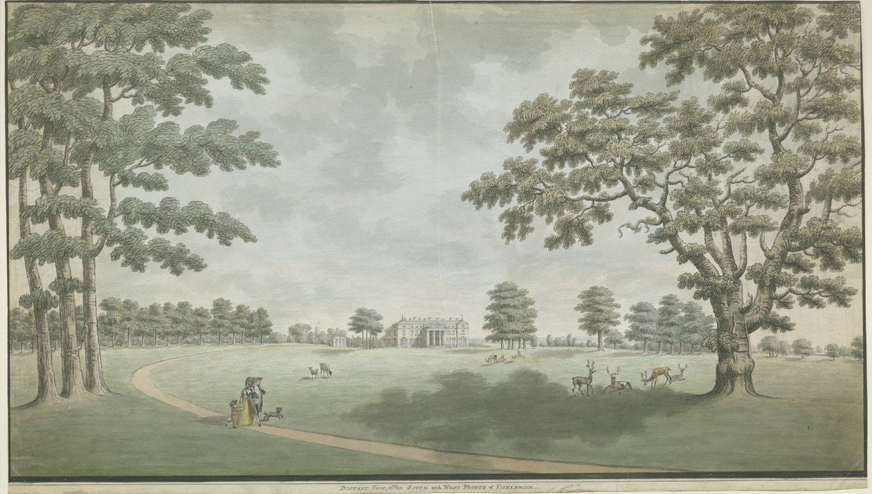 Fisherwick Hall: vandfarvemaleri, nd [1786] af Unbekannt